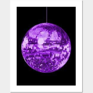 Purple Retro Shiny Disco Ball Posters and Art